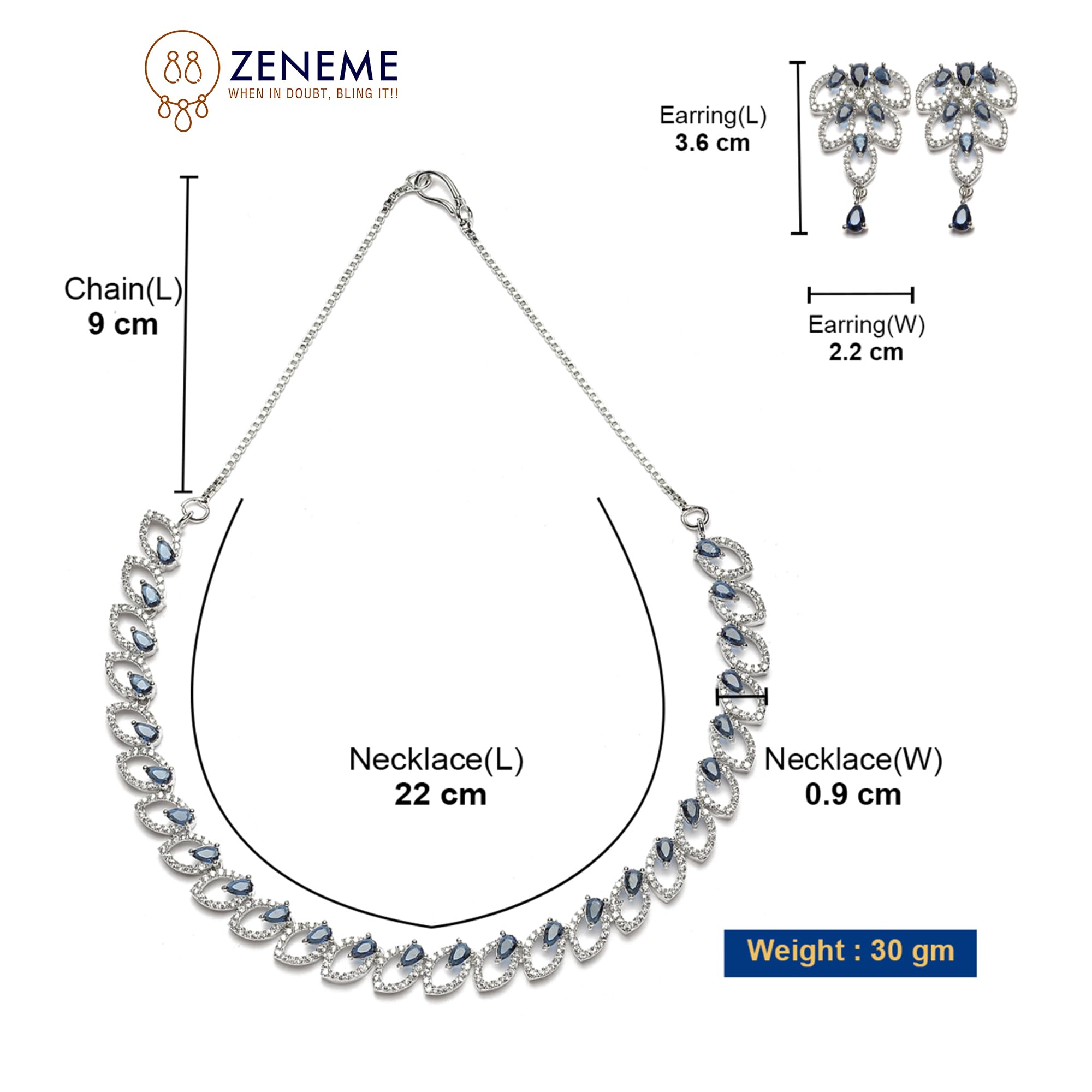 Rhodium-Plated AD Leaf Necklace Earring Set